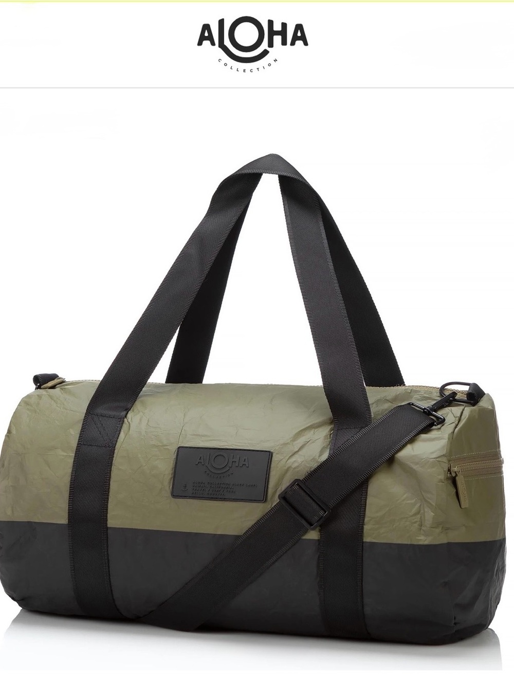 ALOHAS Olive and Black Duffel Bag with Adjustable Strap